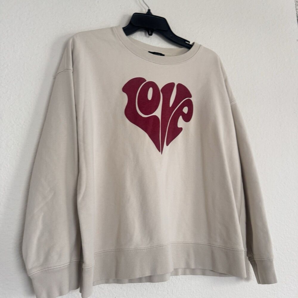 LOVE (2021) Official Women's J. Crew University Terry Heart Sweatshirt Size M